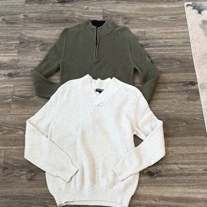Express Men's Green and White Sweater Bundle